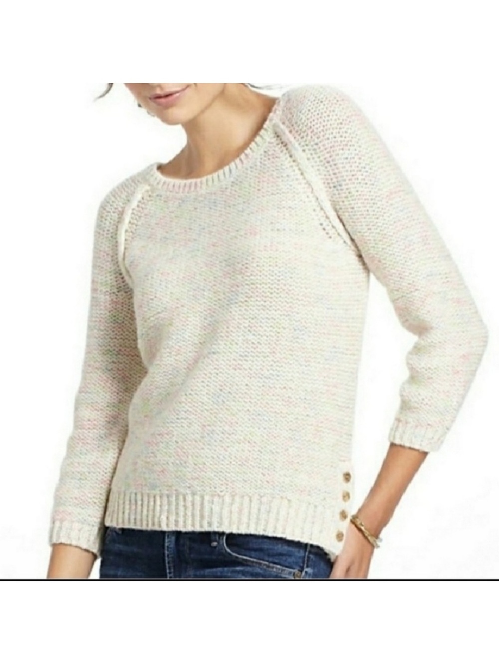 Anthropologie Moth Space Dyed Neon Knit Wool Sweater - Size Large